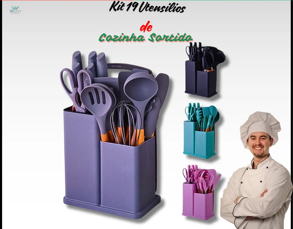 Kit Completo com 19 Utensílios Essenciais para Cozinha