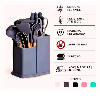 Kit Completo com 19 Utensílios Essenciais para Cozinha